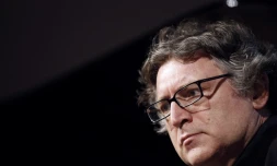 Le philosophe Michel Onfray, lors du lancement de "l'Université populaire" à Hérouville-Saint-Clair, le 15 octobre 2010 près de Caen