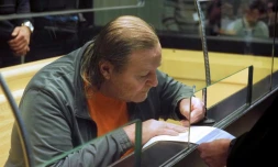 Jacques Rançon, surnommé "le tueur de la gare de Perpignan" lors d'une audience au Palais de justice de Perpignan le 5 mars 2018