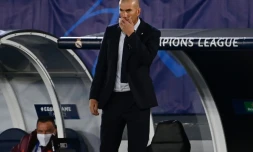 L'entraîneur du Real Madrid Zinédine Zidane pendant le match de Ligue des champions contre le Shakhtar Donetsk, le 21 octobre 2020 au stade Alfredo di Stefano