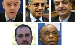 Les 5 candidats à la présidence de la Fifa (g à d) Gianni Infantino, Cheikh Salman, JérÎme Champagne, Prince Ali et Tokyo Sexwale