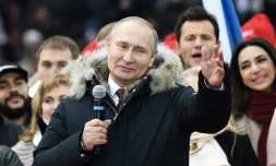Le président russe Vladimir Poutine lors d'un meeting électoral à Moscou, le 3 mars 2018