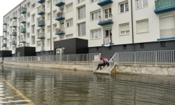 Une rue d'Elbeuf inondée par la crue de la Seine, le 5 juin 2016