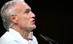 Le sélectionneur de l'équipe de France Didier Deschamps en conférence presse avant France-Belgique en Ligue des nations à Clairefontaine le 4 octobre 2021
