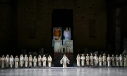 Une scène de l'opéra Aida de Verdi lors du festival les Chorégies d'Orange à Orange, dans le sud de la France, le 30 juillet 2016