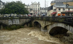 Le gave d'Oloron gonflé par les pluies, le 10 janvier 2022 à Oloron