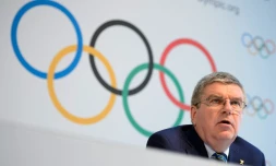 Le président du CIO Thomas Bach en conférence de presse lors du sommet olympique à Lausanne, le 21 juin 2016