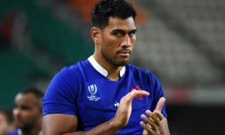 Le deuxième ligne du XV de France Sébastien Vahaamahina après le quart de finale de Coupe du monde perdu contre le pays de Galles, le 20 octobre 2019 à Oita (Japon)