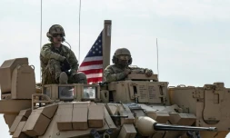 Des soldats américains en patrouille prÚs de Tal Hamis, le 26 janvier 2023 au sud-ouest de Qameshli, en Syrie