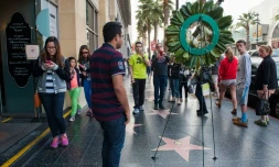 Des fleurs sont posées sur l'étoile dédiée aux Everly Brothers sur le Hollywood Walk of Fame, à l'occasion du décès de Phil Everly en 2014