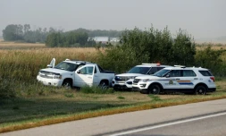 Le lieu de l'interpellation de Myles Sanderson, sur le bord d'une route près de Rosthern au Canada, le 7 septembre 2022