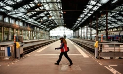 A la Gare de Lyon à Paris jeudi 22 mars 2018, journée de mobilisation des cheminots et des fonctionnaires