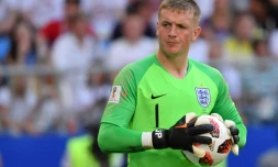 Le gardien de l'Angleterre Jordan Pickford lors de la qualification en demi-finales du Mondial le 7 juillet 2018