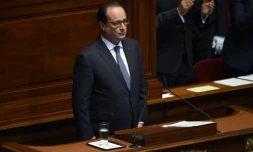 Le président François Hollande devant le Parlement réuni en Congrès le 16 novembre 2015 à Versailles