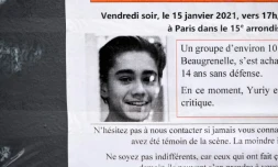 Un appel à témoins affiché dans le quartier de Beaugrenelle, à Paris, le 28 janvier 2021