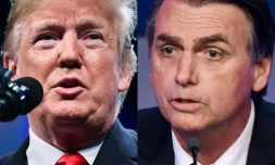 Compilation des photographies du président américain Donald Trump et du candidat d'extrême droite à la présidentielle brésilienne Jair Bolsonaro