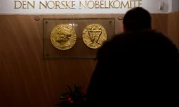 L'entrée de l'Institut Nobel à Oslo, en décembre 2016