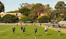 Les South Sydney Rabbitohs lors d'une séance d'entraînement à Sydney le 6 mai 2020.