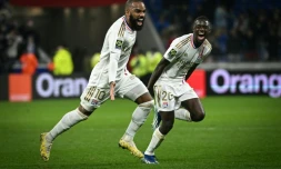 L'attaquant lyonnais Alexandre Lacazette auteur d'un triplé contre Toulouse, le 10 décembre 2023 à Décines-Charpieu