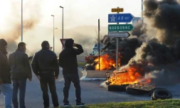 Manifestation de vignerons à Narbonne pour interpeller les candidats à la présidentielle et réclamer la fin de la "concurrence déloyale" des vins espagnols, le 25 mars 2017 