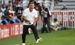 Le nouvel entraîneur de Nice, Christophe Galtier, lors du match contre Lille, comptant pour la 2e journée de L1, le 14 août 2021 au stade Pierre-Mauroy à Villeneuve-d'Ascq
