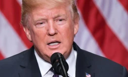 Donald Trump lors d'un discours à Washington le 18 décembre 2017