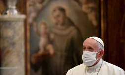 Le pape François lors d'une prière inter-religieuse à Rome, le 20 octobre 2020