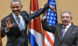 Le président cubain Raoul Castro et son homologue américain Barack Obama, à la Havane, le 21 mars 2016