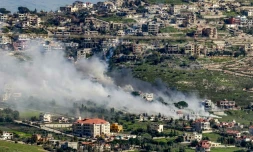 Le village de Khiam, dans le sud du Liban, visé par des opérations militaires israéliennes le 17 mars 2026