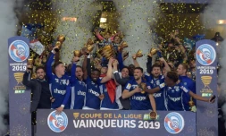 Strasbourg, dernier vainqueur de la Coupe de la Ligue le 31 mars 2019 au stade Pierre-Mauroy