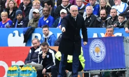 Le manager de Leicester Claudio Ranieri donne des instructions lors du match face à Swansea, le 24 avril 2016 à Leicester