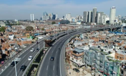 Vue aĂ©rienne du bidonville Villa 21 Ă Buenos Aires, oĂč vivent 40.000 personnes