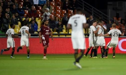 Les joueurs de Monaco fêtent le but de Falcao, le 18 août 2017 à Metz