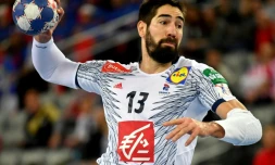Le Français Nikola Karabatic face à la Serbie à l'Euro de handball, le 22 janvier 2018 à Zagreb