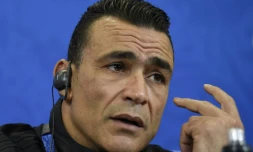 Le gardien de l'Egypte Essam El Hadary en conférence de presse à Volgograd le 24 juin 2018 lors du Mondial