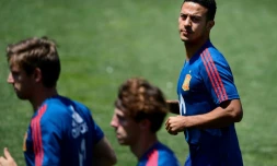 Le milieu espagnol Thiago Alcantara à l'entraînement au camp de base de l'Espagne à Krasnodar, le 21 juin 2018