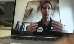 Capture d'écran de l'astronaute français Thomas Pesquet lors d?un entretien avec l?AFP, le 16 février 2021