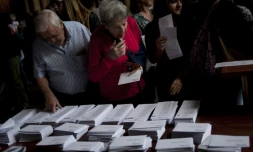 Bureau de vote lors des élections régionale espagnoles à Barcelone en Catalogne, le 27 septembre 2015