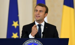 Emmanuel Macron à Bucarest, en Roumanie, le 24 août 2017