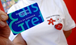Photo d'une carte de donneur prise le 23 juillet 2007 à Caen sur un stand d'information concernant les dons d'organes