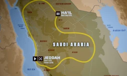 La carte du parcours du Dakar 2021 en Arabie saoudite, photographiée le 10 juin 2020 lors de sa présentation à Paris.