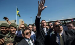 Le député brésilien d'extrême droite Jair Bolsonaro, candidat à la présidentielle, lors d'un meeting, le 3 mai 2018 à Sao Paulo