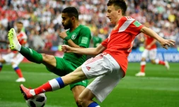 Le milieu de terrain russe Alexander Golovin contre l'Arabie Saoudite en ouverture du Mondial, le 14 juin à Moscou