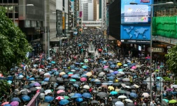 Des manifestants sont rassemblés dans le centre de Hong Kong, le 31 août 2019.