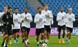 Séance d'entraßnement pour les joueurs de l'Allemagne à Hambourg, le 5 septembre 2019 à la veille du match contre les Pays-Bas