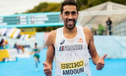 Morhad Amdouni, ici aux championnats du monde de semi-marathon en Pologne en 2020, a battu dimanche à Séville le record de France du marathon en 2 h 03 min 47 sec
