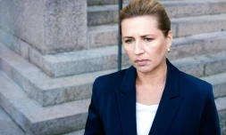 La Première ministre danoise Mette Frederiksen pendant une déclaration à la presse, à Copenhague, le 23 septembre 2025