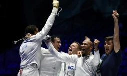 Les épéistes français champions du monde par équipes à Budapest le 22 juillet 2019