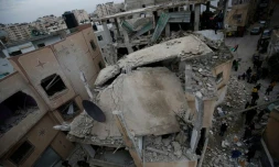 Les décombres de la maison d'un Palestinien détruite le 16 novembre 2015 dans le village de à Qalandiya entre Ramallah (Cisjordanie occupée) et Jérusalem-Est