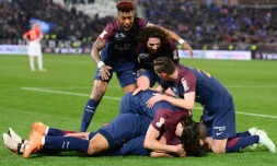 Les Parisiens ont surclassé l'AS Monaco en finale de la Coupe de la Ligue avec des buts de Cavani et Di Maria au Matmut Atlantique de Bordeaux, le 31 mars 2018 