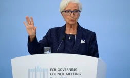 La présidente de la BCE Christine Lagarde lors d'une conférence de presse à Berlin, 10 septembre 2026